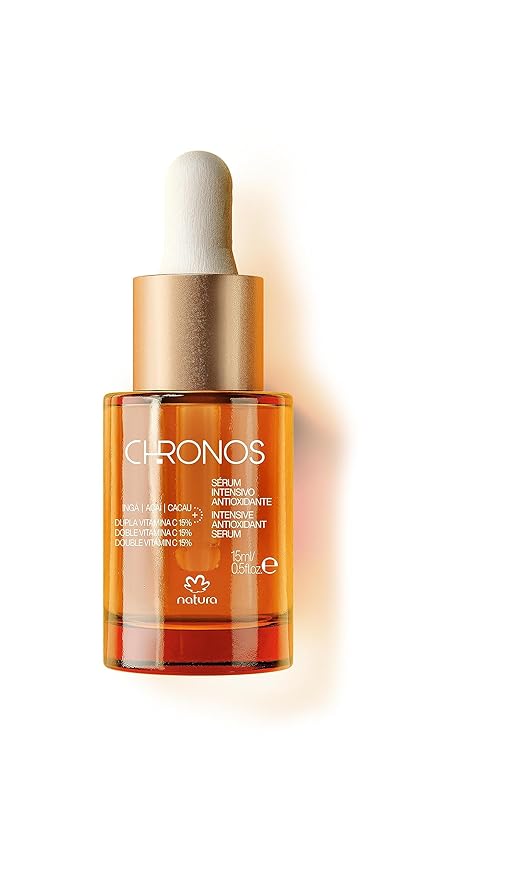 natura - Chronos Intensive Anti-Oxidant Serum - Brightening 15% Vitamin C Serum - Protects from Oxidation with Inga, Açaí & Cacau - Stimulates Collagen Vegan & Cruelty-Free Skincare - 15ml
