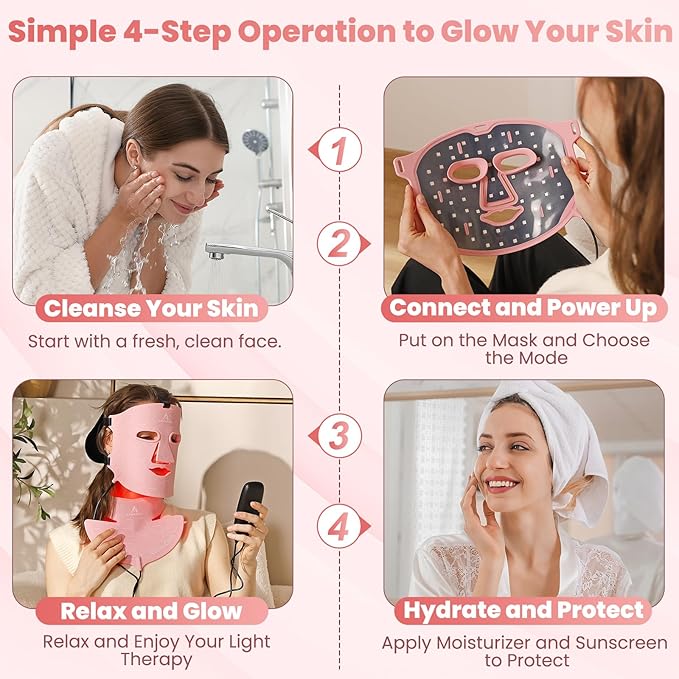 Acne Removal Wrinkle Reduction Skin Care Mask | LED Light Therapy Red light Blue light | Glowing Skin Photo Facial (7 color)