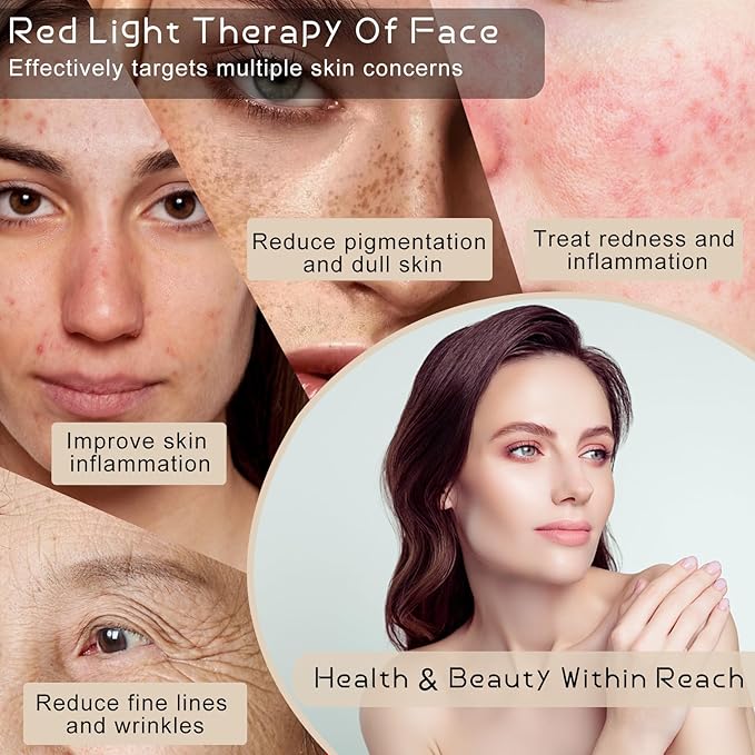 Led Red Light Therapy for Face, 7 Color Facial Mask Blue Red for Face Facial Skin Care(White)