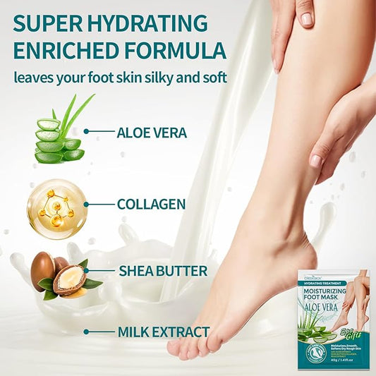 Moisturizing Foot Mask 5 Pack,Hydrating Foot Masks for Dry Cracked Feet,Moisturizing Socks Dry Skin Moisturizer for Soft and Smooth Touch Feet,Foot Care Spa Gifts for Women Men Mother's Day Gifts