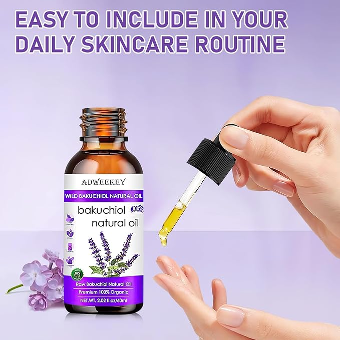 Bakuchiol Oil Organic, Natural Bakuchiol Serum for Face, Vegan Retinol Alternative with Squalane, Sensitive Skin Safe Soothes Irritated Skin, Reduces Fine Lines, Wrinkles(2Pcs- 2 Fl.oz)