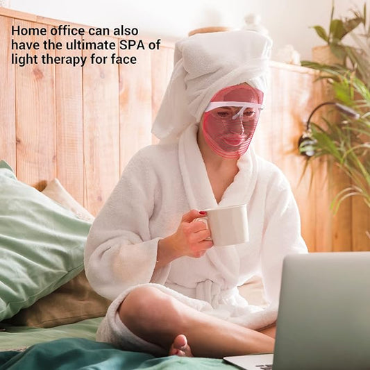 L E D Face Mask Light Therapy, 7 Colors L E D Light Therapy Mask, Red & Blue Light Therapy for Face, Light Mask for Skin Care, Portable Rechargeable