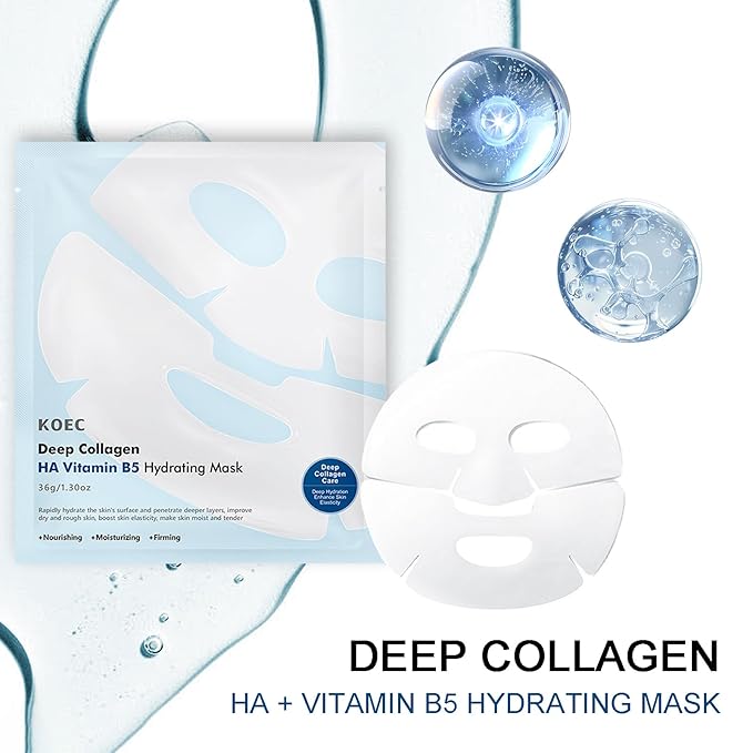 Deep Collagen Overnight Face Mask - Tea Tree CICA Hydrating Overnight Hydrogel Mask, Collagen Overnight Mask Anti Wrinkle Lifting, Collagen Face Mask Improve Elasticity, Firming (Blue)