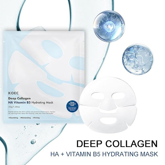 Deep Collagen Overnight Face Mask - Tea Tree CICA Hydrating Overnight Hydrogel Mask, Collagen Overnight Mask Anti Wrinkle Lifting, Collagen Face Mask Improve Elasticity, Firming (Blue)