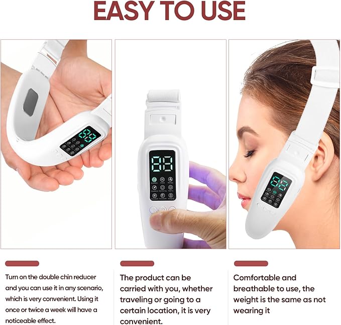 Intelligent Electric Double Chin and V-Shaped Face Machine with 8 Modes & 15 Adjustable Intensities - Women's V-Face Device