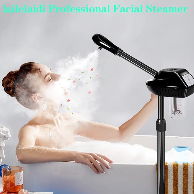Professional Facial Steamer, Face Steamer on Wheels, Ozone Face Steamer, Facial Steamer for Spa, Salon and at Home Use