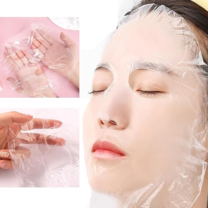 400 Pack Plastic Facial Mask Disposable Sheet Mask Wrap Face Moisturizer Mask DIY Forehead Wrinkle Patches for Clay Face Creams Mud Mask Collagen Moisturizing Cream Night Lotion Absorbing