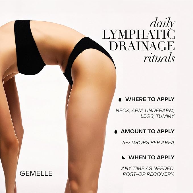 GEMELLE Lymphatic Massage Oil | 6X Award Winner | Detox Rituals, Beauty, Puffiness & Swelling | Arnica & Honeybush | Paraben-Free, Luxury Botanical Skin Care 30ml