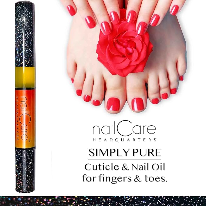 Cuticle Oil Pen for Nails - Nail Strengthener & Growth Oil and Serum for Damaged Nails, Hangnails w/Jojoba cuticle oil—Bali Mango Fragrance - Holographic Glitter Pens 4-Pack
