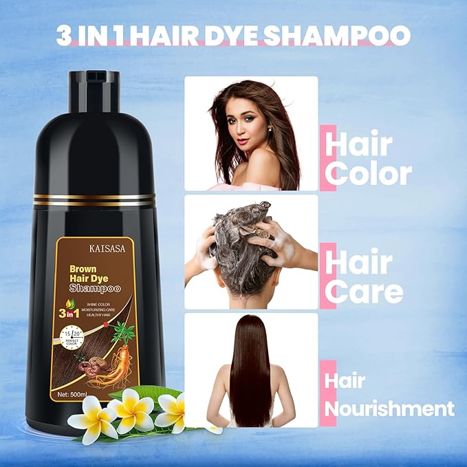 Bablabear Hair Mask Treatment for Dry Damaged Colored Hair and Brown Hair Dye Shampoo 3 in 1 Bundle Set