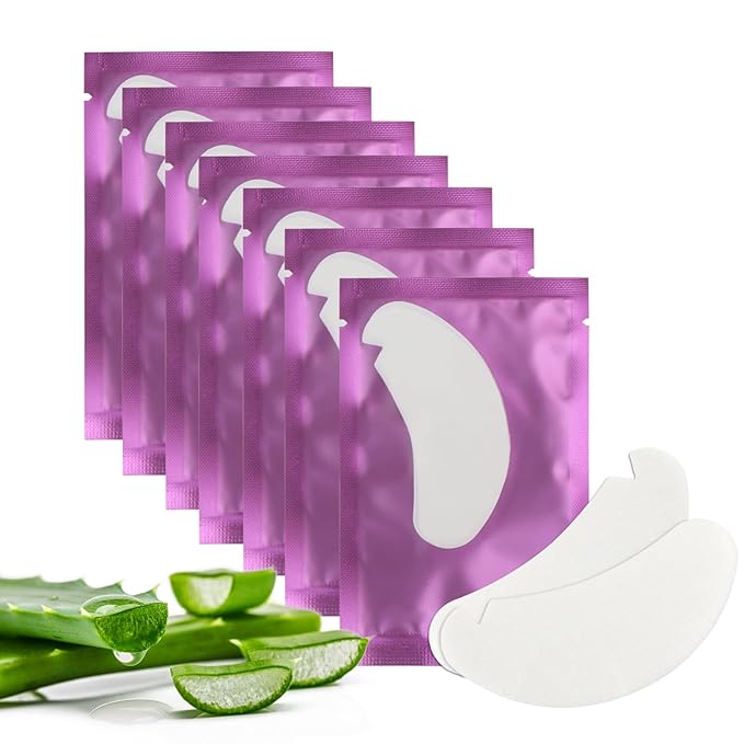 V-Shape Under Eye Pads, Eyelash Extension Natural Hydrogel Patch Lash Gel Pad for Extensions supplies, Professionals Beauty Makeup Mask Kit (Purple)
