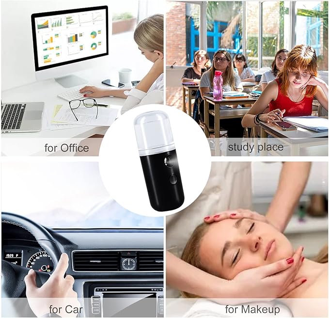 2Pack Kingsmile Facial Mister, Portable Face Mister, Cool Nano Mist Sprayer for Face Hydrating, Mini Handy Mister for Eyelash Extensions with 1oz Large Capacity Screwing Visual Water Tank Black/White