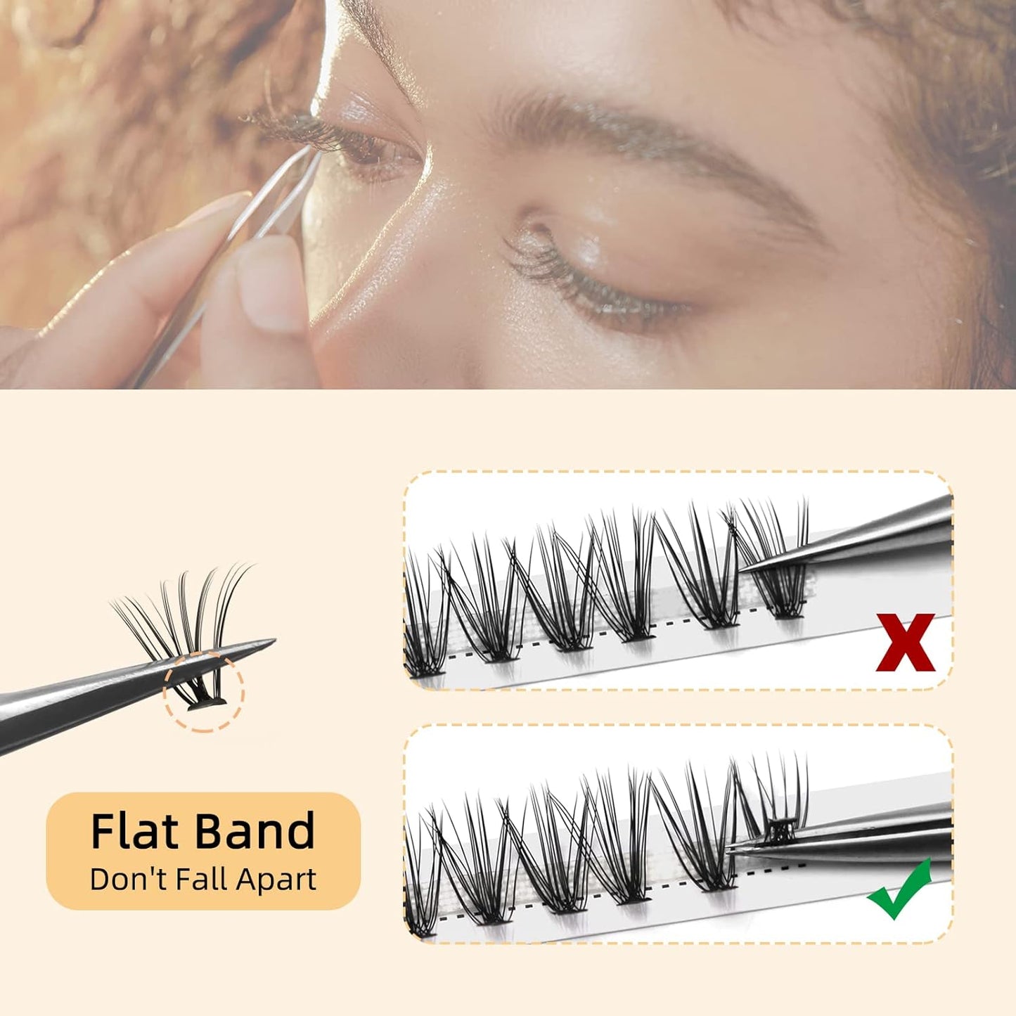 QUEWEL Cluster Lashes 240Pcs Individual Lashes 20D 0.07C Curl 15mm Knot-Free Lash Extensions Clusters Lashes Soft&Natural False Eyelashes Individual DIY Eyelash Extension at Home(20D 0.07C 15)