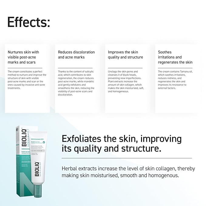 Specialist Acne Marks Removal Night Cream - with Salicylic Acid, Mandelic Acid, and Tamanu Oil, Reduces Scars and Discoloration - 30 ml