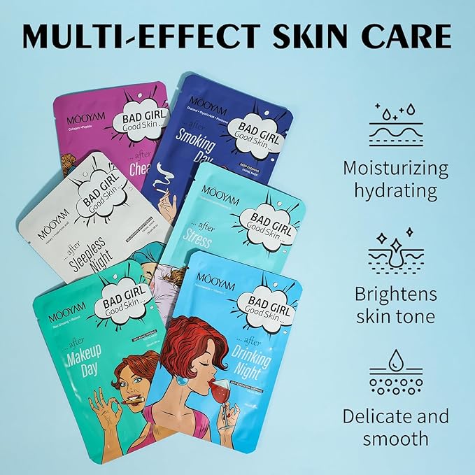 Face Masks Skincare Set for Girl,Moisturizing Collagen Facial Masks for Women Home Spa,Hyaluronic Acid Face Mask for All Skin Types,Day Night Facial Mask Hydrating,Deep Cleaning,Oil Contral(12Pack)