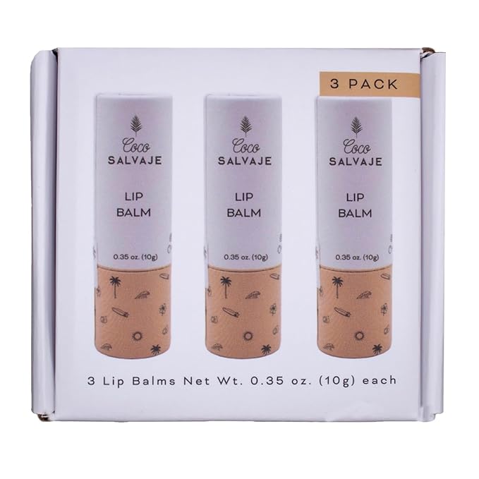 Natural Hydrating Lip Balm | Organic Chapstick Set for Women, Men & Kids | Vegan Lip Care Treatment & Moisturizer for Dry & Cracked Lips with Beeswax & Coconut Oil | 3 Pack (0.35 oz ea.)