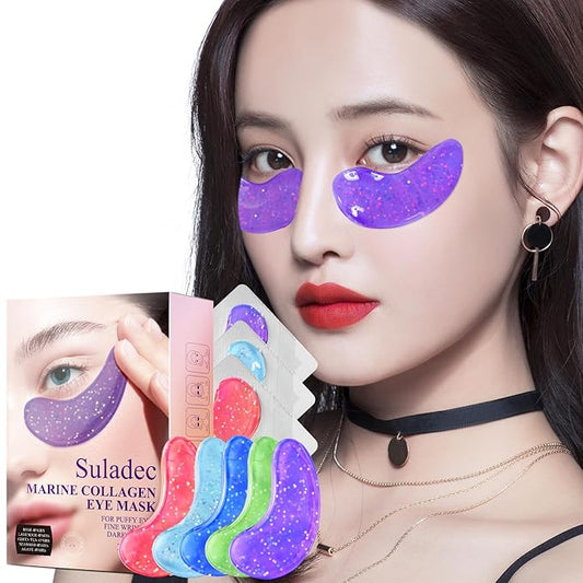 Multi-Colored Collagen Spa Under Eye Mask, 20 Pairs - Under Eye Patches for Puffy Eyes&Dark Circle Dry Skin, Reduce Fine Lines, Improve Dark Circles and Eye Bags