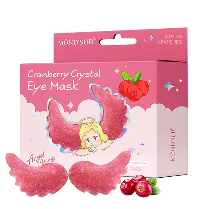 MOND'SUB Under Eye Mask - 6 Pairs Orange Crystal Eye Mask for Sleeping- Puffy Eyes Dark Circles Treatments with Hyaluronic Acid, Reduce Under Eye Bags and Smooth Wrinkles, Brighten (Cranberry)