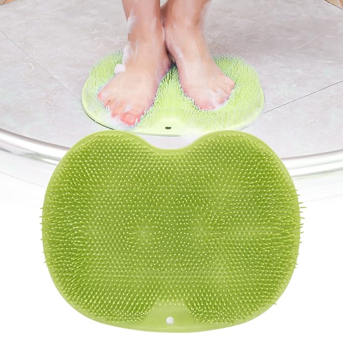 Silicone Foot & Body Scrubber,Non Slip Suction Cup, Body Scrubber,Relaxation Foot Massager Pad for Back Exfoliation, Foot Massage(Green)
