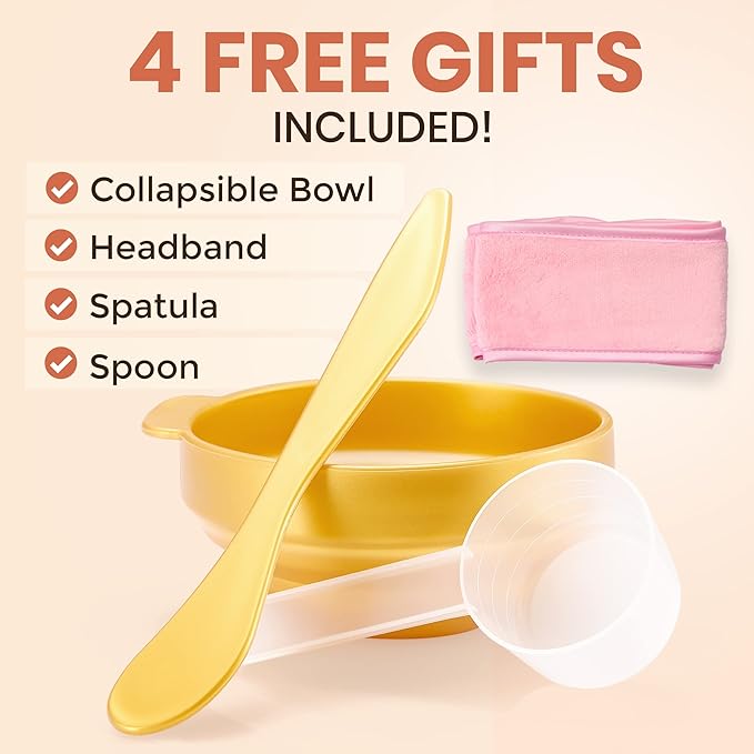 BRÜUN Peel-Off Jelly Mask Hydrating Premium Modeling Rubber Mask Spa Set - 10 Treatments (24k Gold, Lavender, Kiwi, Peppermint, Egyptian Rose, Matcha, Chamomile, Tea tree, Jazmine)