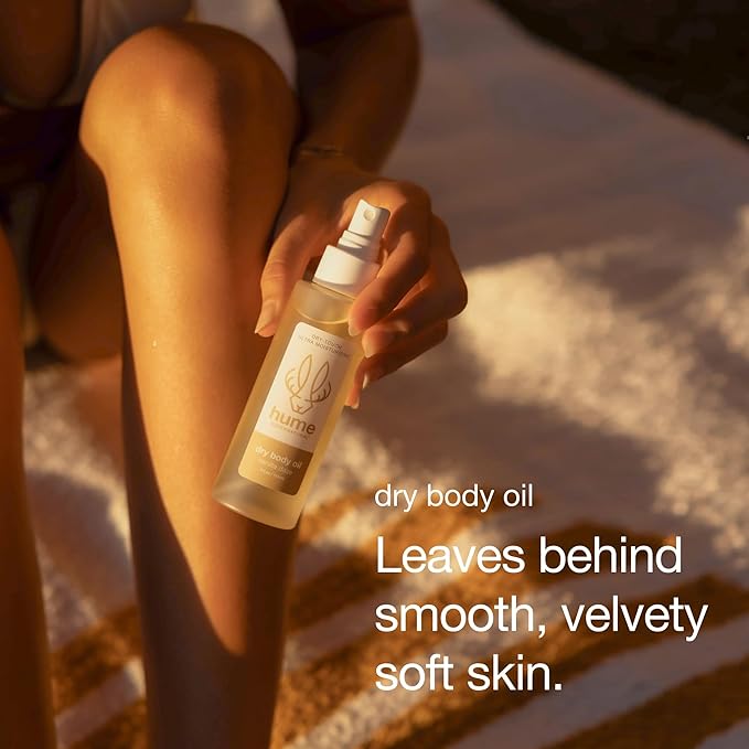 HUME SUPERNATURAL Dry Body Oil Spray - Moisturizing Oil for Dry Skin, After Shower Body Oils for Women and Men, Nourishing, Hydration, Glow, Probiotic, Vanilla Daze, 1-Pack
