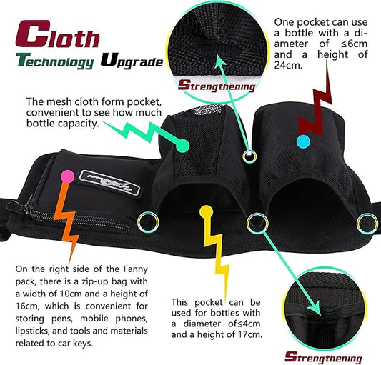 Massage Bottle Bag Massage Therapist Holster Massage Lotion Holster Massage Oil Holster（YR-3KD-Black）