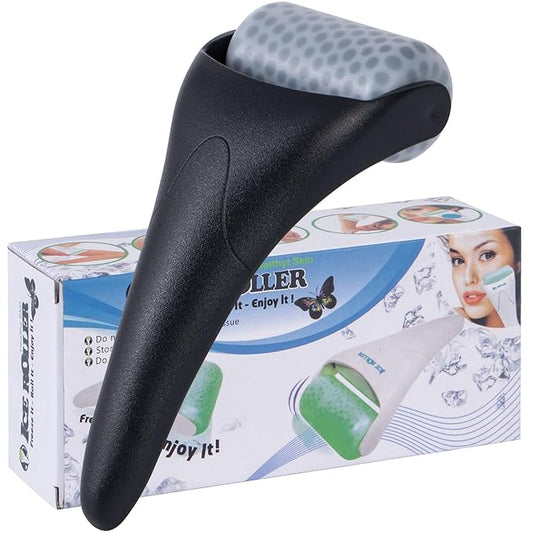 Ice Facial Roller for Face and Eyes - Puffiness Relief, Skin Care, Reduce Pain and Wrinkles Face Massager Tools for Men and Women - Self Care Gift, Black