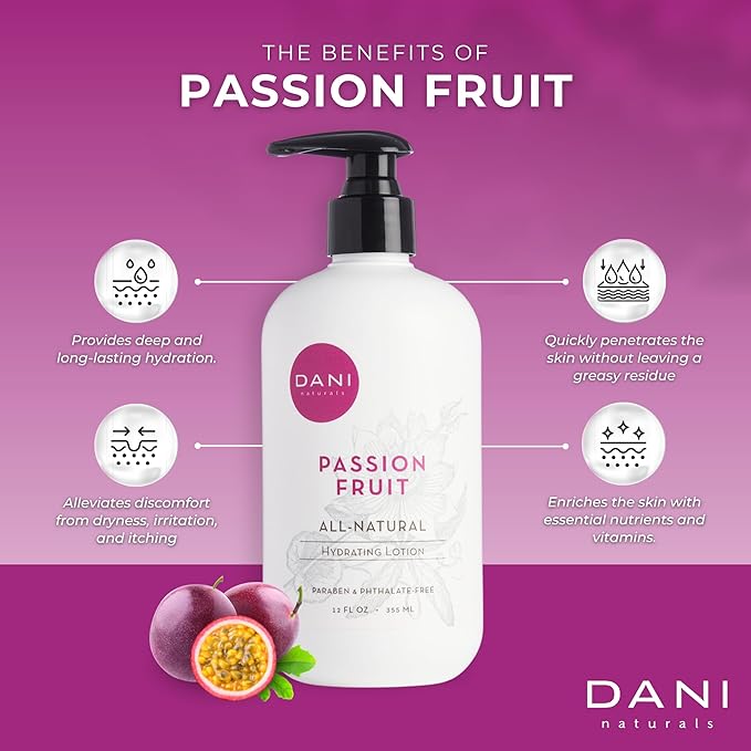Naturals Hand & Body Lotion - Juicy Passion Fruit Scented, Deep Hydration for Dry & Dull Skin with Shea Butter, Aloe Vera & Vitamin E, Vegan, Paraben-Free, 12 Oz