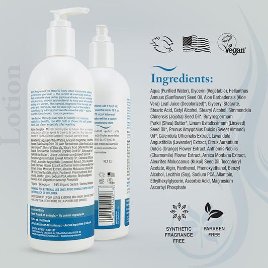 Beauty Without Cruelty Lotion, Fragrance-Free – Hand & Body Treatment with Vitamin C, Vitamin E, and Vitamin B5 (Panthenol), Vegan-Friendly & Cruelty-Free, 16 Oz