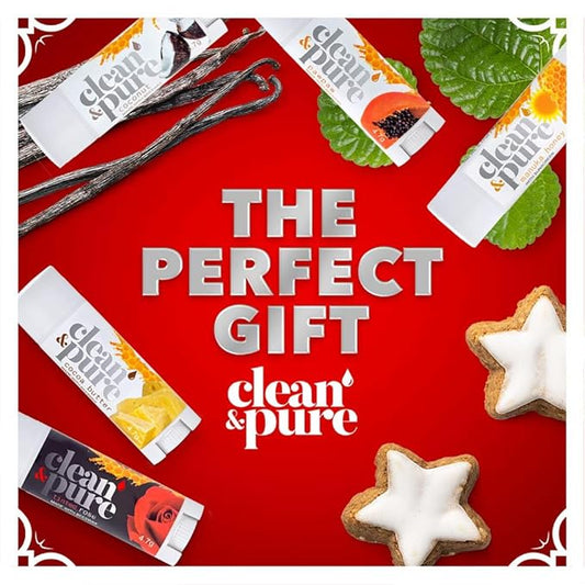 Clean & Pure Australian-Made Moisturizing Lip Balms 100% Natural (Bee Joyful, 5-Pack) and Vitamin E Oil | Flavored Lip Balm for Dry, Chapped Lips | Made in Australia