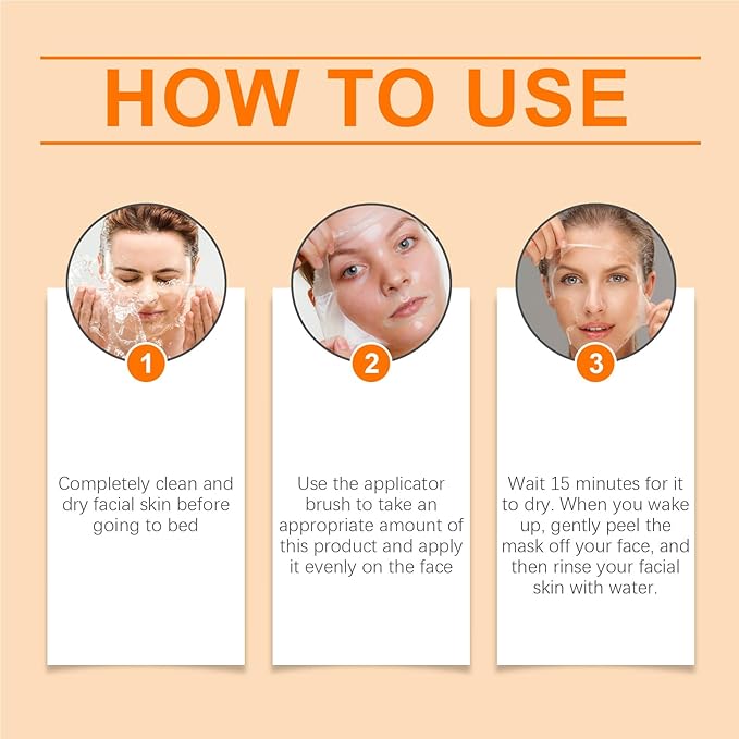 Turmeric Collagen Face Mask, Overnight Wrapping Face Mask Peel Off Facial Mask for Elasticity and Hydration, Reduce Sagging and Dullness for All Skin Type, 2.65 Fl Oz