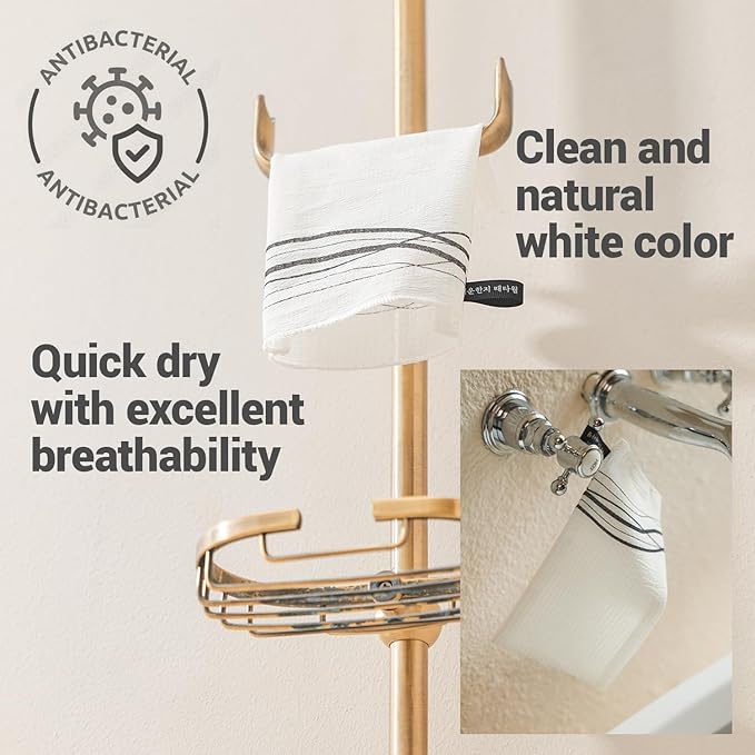 Korean Exfoliating Washcloth Towel 2Pcs, Hanji Bath Washcloths Mitt Scrub Body Washcloth Glove, Skin Irritation Free Korean Mulberry Bark, Reusable Soft and Gentle Scrubbing