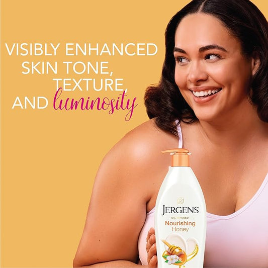 Jergens Nourishing Honey Dry Skin Moisturizer, with Illuminating Hydralucence Blend, Skin Nourishing Formula, Dermatologist Tested, 16.8 Oz, Pack of 4