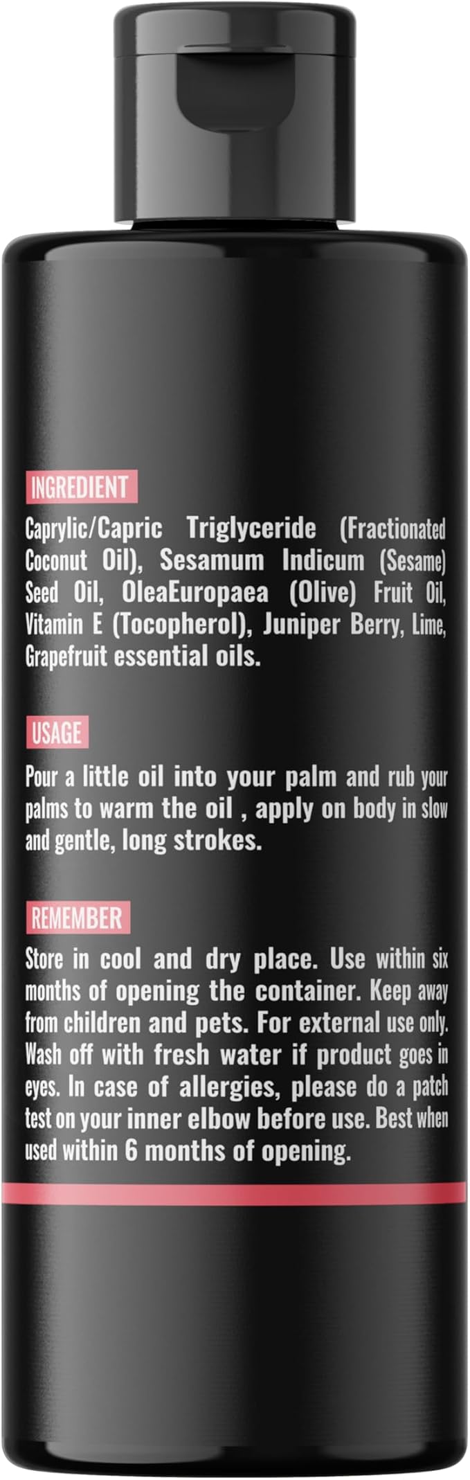 Organic - Berry Full Body Massage Oil - Revitalising, Detoxifying | No Stain & Non-Sticky | with Fractionated Coconut Oil, Lime & Juniper Berry Oil - 4.05 Fl Oz