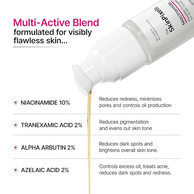The SkinPixels 10% Niacinamide Brightening & Glow Face Serum – Reduces Dark Spots, Acne, Fine Lines & Wrinkles, Pore Minimizer, Anti-Aging with Tranexamic Acid, Alpha Arbutin & Hyaluronic Acid, 30ml
