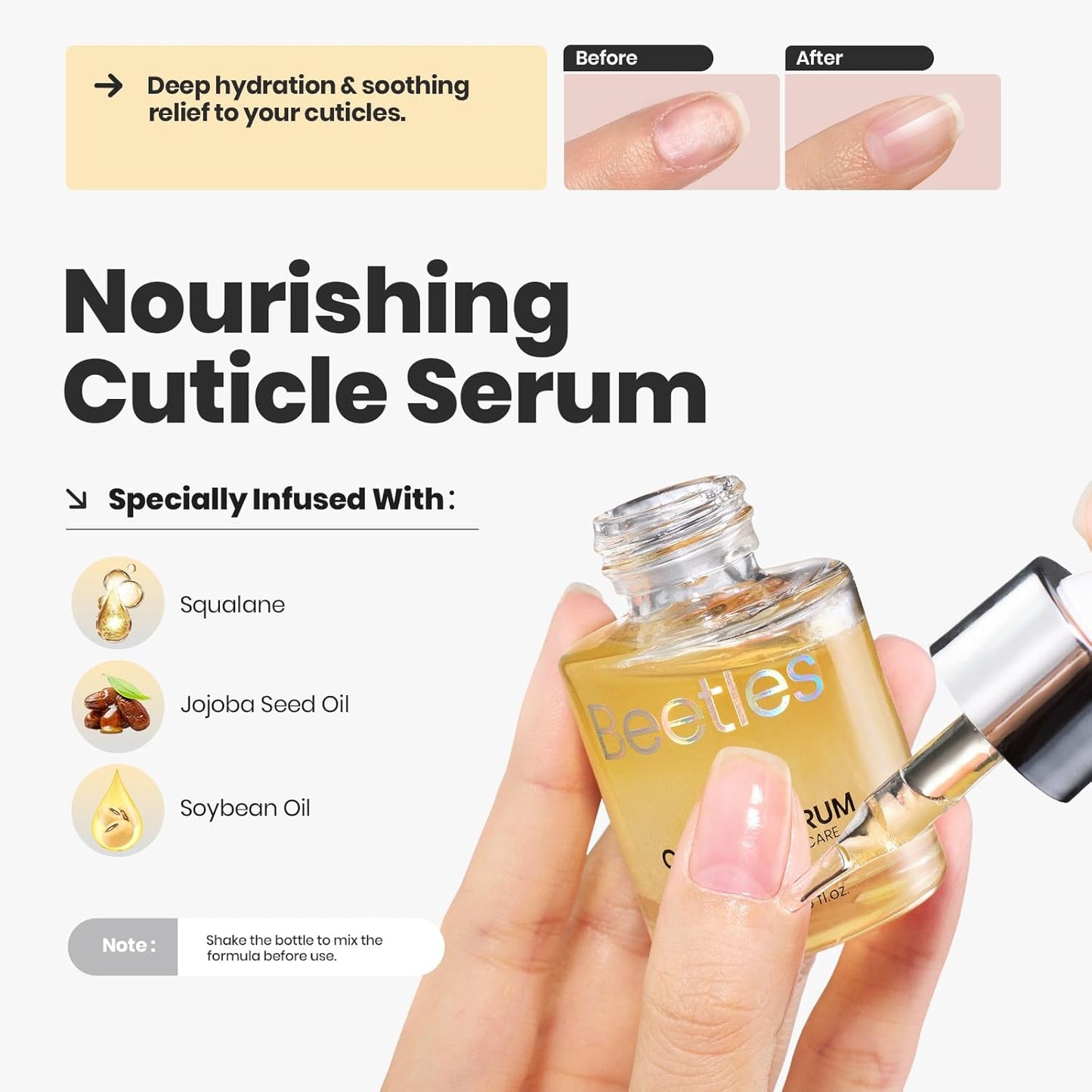 Beetles Pearl Nail Polish Set 7Pcs, Nude Pink Frosty Blue Beige Quick-drying Nail Polish Kit, with 2 IN 1 Base & Top Coat and Cuticle Serum 20ml All-in-One Care Nails Gift Sets