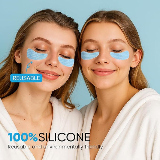 AUSLKA Reusable Under Eye Patches-3 Pairs, Silicone Reusable Eye Masks, Reusable Eye Wrinkle Patches, Silicone Eye&Face Mask for Fine Lines & Dark Circles, Storage Tin Included