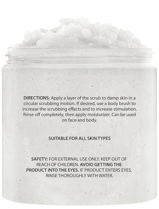 Brooklyn Botany Dead Sea Salt and Coconut Milk Body Scrub - Moisturizing and Exfoliating Body, Face, Hand, Foot Scrub - Fights Stretch Marks, Fine Lines, Wrinkles - Great Gifts for Women & Men - 10 oz