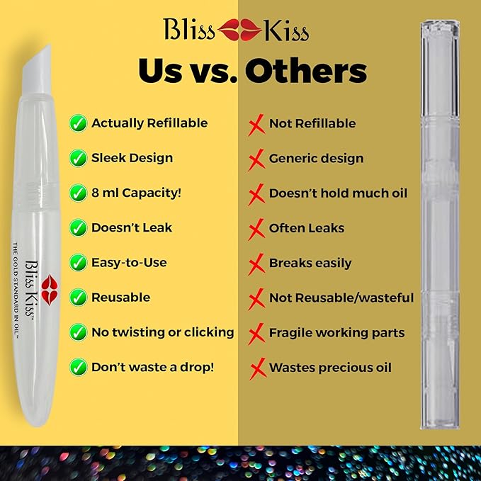 Bliss Kiss Refillable Nail Oil Pen & Simply Pure Cuticle Oil 15 ml Bottle Bundle