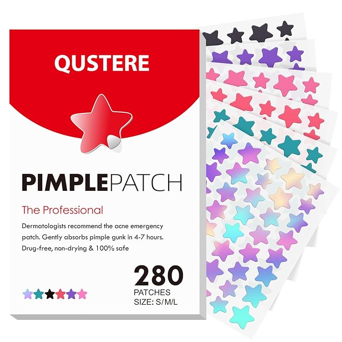 Pimple Patches for Face, Hydrocolloid Acne Patches, Cute Star Zit Covers for Face, Colorful Spot Stickers with Tea Tree, Salicylic Acid & Cica Oil| 3 Sizes (10mm, 12mm & 14mm) |280 Count