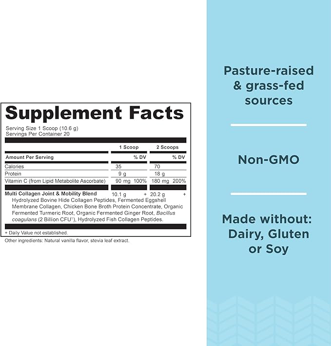 Ancient Nutrition Collagen Powder Protein, Multi Collagen Protein Powder Joint + Mobility, 20 Serving, Joint Supplement with Hydrolyzed Collagen Peptides for Post Workout, 7.48oz