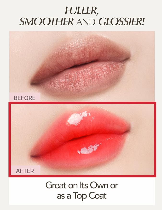 Natural Bloom Korean Lip Oil Serum 0.14 fl oz | Moisturizing Lip Booster Plumping Oil Tint Serum Enriched w/Camellia & Safflower Oils | Non-Irritating Color Changing Lip Oil (Red Camelia)