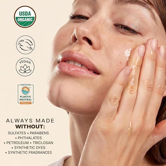 USDA Organic Face Oil – USA Made with Natural Ingredients, Brightens & Smooths Fine Lines & Wrinkles, Non-comedogenic Lightweight Facial Oil for Dry & Sensitive Skin with Moringa, Jojoba & Argan Oils