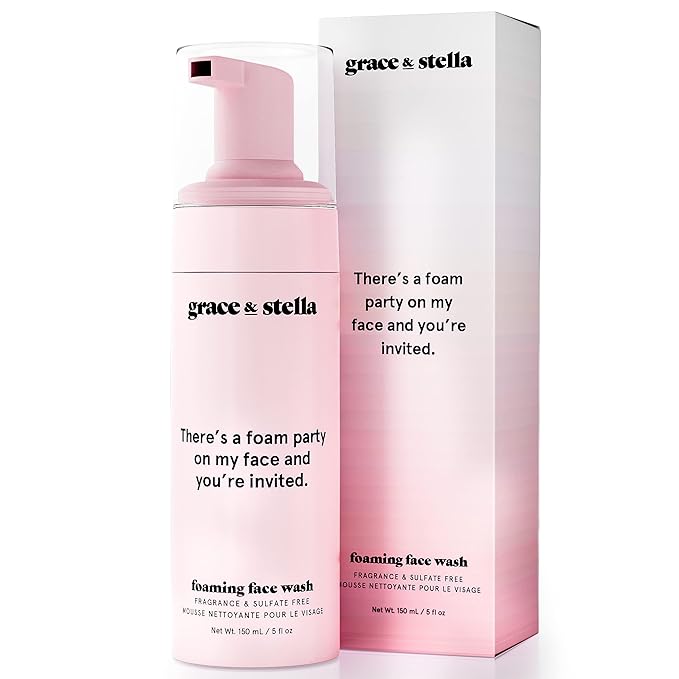 grace & stella Award Winning Foaming Facial Cleanser (150ml) - Sensitive Skin Face Wash - Vegan - Limpiador - Hydrating Cleanser - Face Wash Sensitive Skin - For Dry Skin