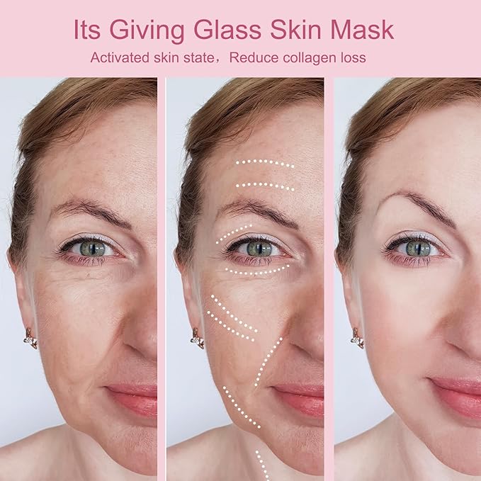 4Pack Hydrating Collagen Face Mask for Korean Glass Skin – Firming and Wrinkle Reduction Sheet Mask for Youthful, Firming, Bio-Collagen Facial Mask for All Skin Types