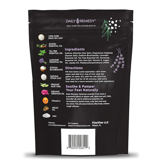 Calming Lavender Foot Soak with Epsom Salt, Made in USA, Foot Soak Soothes Tired Feet, Athletes Foot, Stubborn Foot Odor, Softens Calluses & Helps Treat Toenail, 16 oz 1 lb