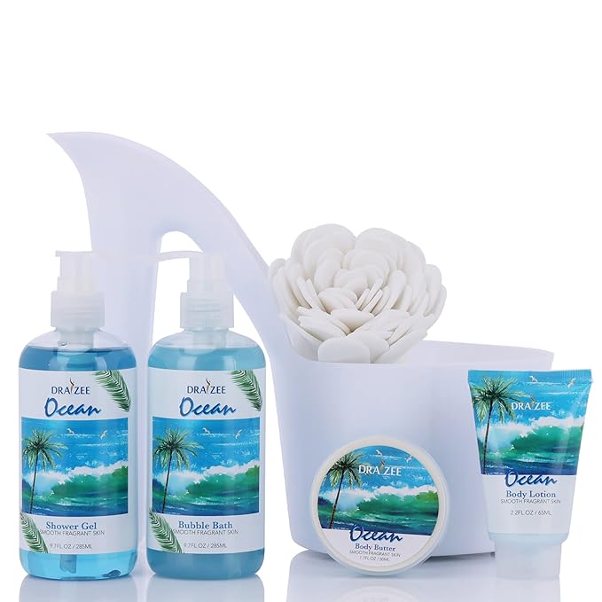 Draizee Mothers Day Gifts for Mom - Spa Gift Baskets for Women - 8 Pcs Luxury Ocean Scented Heel Shoe Design Bath and Body Spa Set-Self Care Package for Women, Presents for Mom, Body Care Set for Her