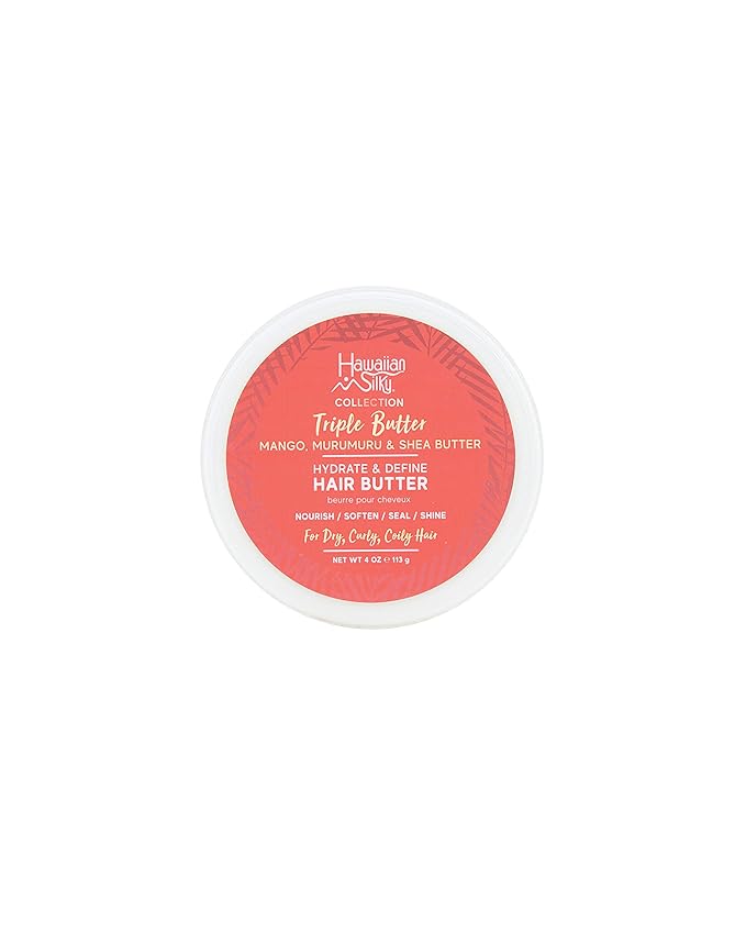 Hawaiian Silky Mango and Murumuru Butter Hair Butter, 4 fl oz with Shea Butter for Nourish, Soften, Seal & Shine | Hydrate and Define | Hawaiian Silky Triple Butter Collection