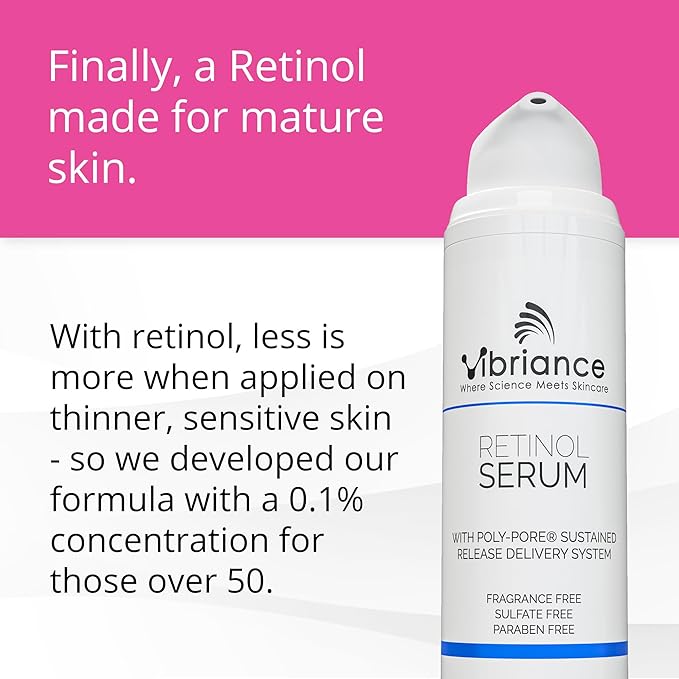 Vibriance Retinol Serum for Face - Reduces Appearance of Deep Wrinkles and Large Pores, Enhances Tone, Improves Complexion - Sensitive, Mature Skin Night Cream - 1 fl oz
