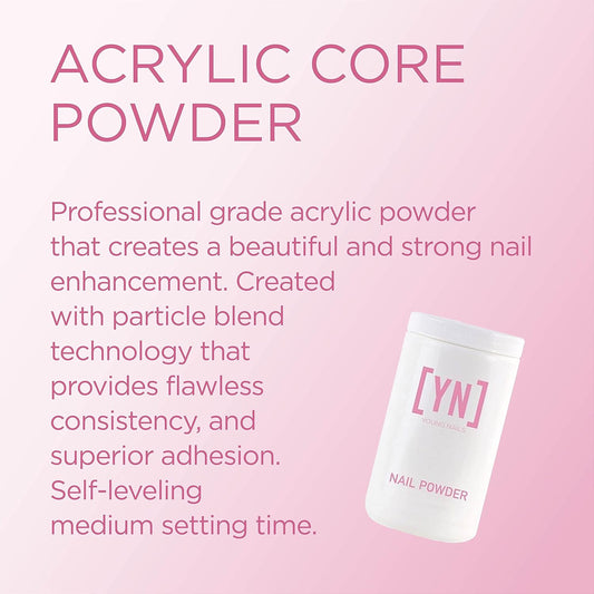 Young Nails Acrylic Core Powder - Self-Leveling Acrylic Nail Powder, Clear Nude Pink White Acrylic Powder for Nail Extenstion, Professional Grade, Superior Adhesion, Color - XXX White, 660g